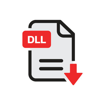 DLL File Download Icon Isolated on White Background
