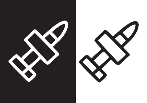 Missile Line Icon, Rocket Weapon Outline Symbol Editable Vector for Military and Defense