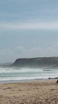 Wild Atlantic coastline of Baleal Portugal with cliffs and ocean

Panoramic view of Baleal Beach in Portugal featuring dramatic Atlantic waves, rugged cliffs and light coastal mist