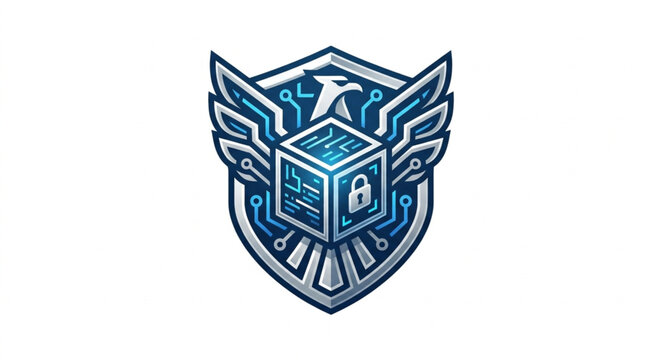 Modern Gaming Shield Logo with Pixel Art.