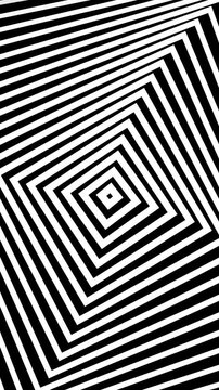 Vertical zebra animation reveals an optical illusion of a monochromatic geometric spiral.