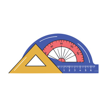 Geometry tools set ruler and protractor illustration.