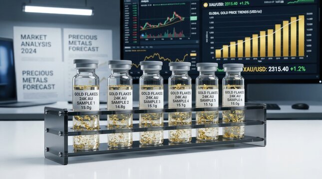 Precious metals samples with financial market analysis