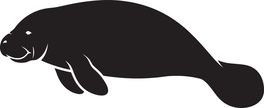 Manatee silhouette against a white background vector illustration