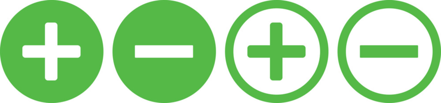 Green circular math operation icons with plus and minus signs