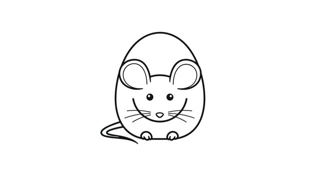 Cute cartoon mouse character with large ears and long tail in a simple line drawing style suitable for nursery and children decor.