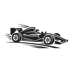 Obraz premium A black silhouette of a fast racing car in motion