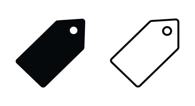 Price tag silhouette with hole black and white line art illustration