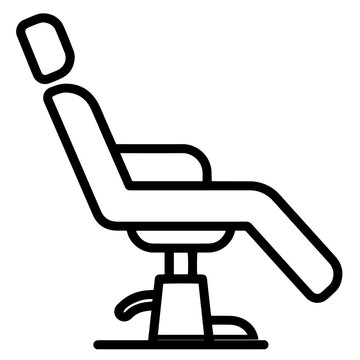 Professional dental or barber chair outline icon with furniture equipment professional customer
