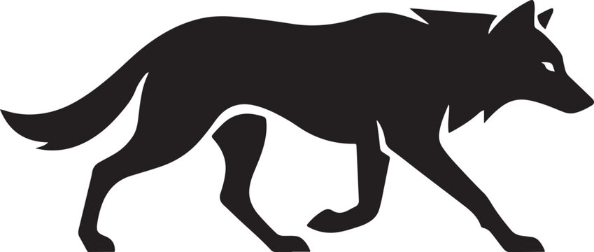 Black silhouette of a wolf walking vector illustration