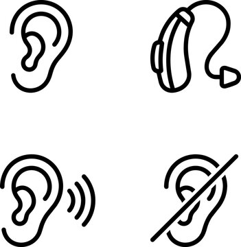 Set of Hearing and Deafness Related Icons for Audiology and Healthcare Design