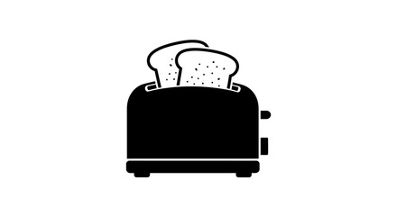 Fototapeta premium Black silhouette of a toaster with toasted bread slices on a white background silhouette toasting