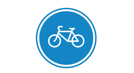 Fototapeta premium White bicycle silhouette inside a blue circular sign a flat vector graphic silhouette bike cycling
