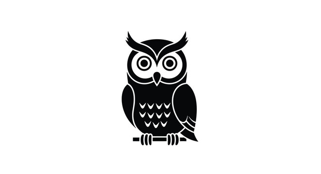 Owl silhouette on transparent background high quality professional