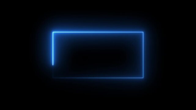 Glowing neon square rectangle picture frame icon animation. 4k video