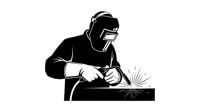 Welder at work black silhouette against a white background silhouette welding fabricator metalworker craftsman industrial