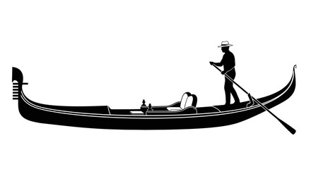 Gondola with gondolier in black silhouette against a white background a venetian scene venice boat © Lsg 21