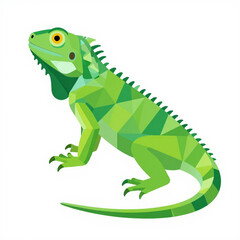 Fototapeta premium Green Iguana Premium Flat Geometric Vector Illustration Isolated on Transparent Background