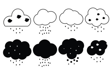 Obraz premium Rain cloud, storm cloud and Black Cloud Silhouette Icons Set.