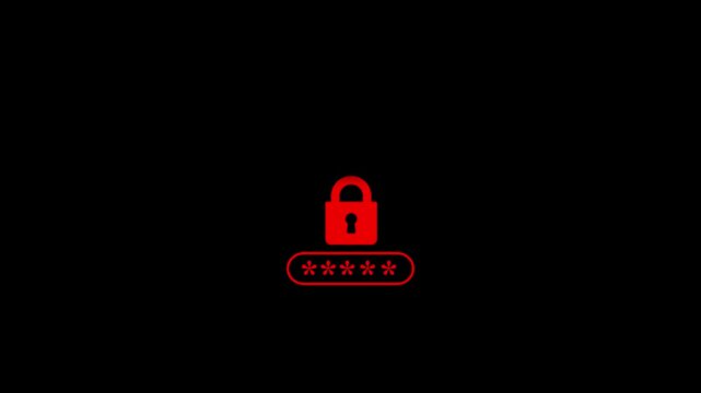 Password input field animation on grey background a simple red outlined box with animated asterisks representing a secure entry screen security login protection data authentication