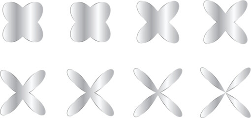 Abstract metallic silver fourlobed shapes evolution set © YARUN