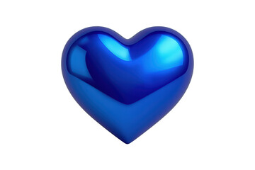 Fototapeta premium Blue love heart symbol glowing with glossy metallic finish, representing romance, passion, and care, isolated