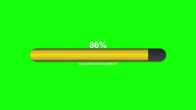 Golden achievement bar filling up in a digital interface with smooth motion