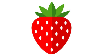 Red strawberry with green leaves flat vector silhouette illustration berry © sakib