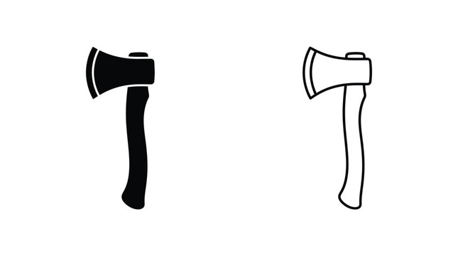 Two Axes Black Fill And Outline Versions Linear Silhouette