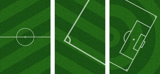Soccer Field Grass Pattern with Realistic Green Turf Texture. Top View of Football Pitch with White Lines. Vector Realistic Sport Stadium Ground Texture for Football and Soccer Games. © VectForest