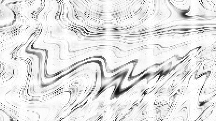 Fototapeta premium Black and white abstract halftone pattern with wavy lines