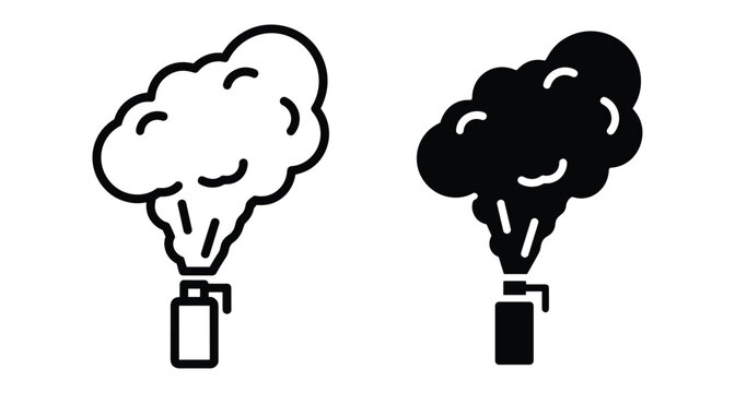 Smoke grenade icon set showing tear gas canister emitting thick cloud for protest riot police security and tactical military operations