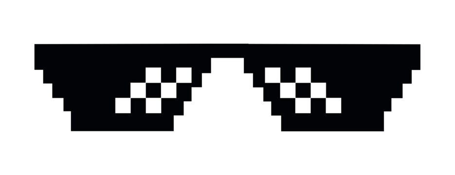 Pixel &ldquo;Deal With It&rdquo; Sunglasses Icon &ndash; Retro 8-Bit Meme Glasses Graphic, meme glass vector

