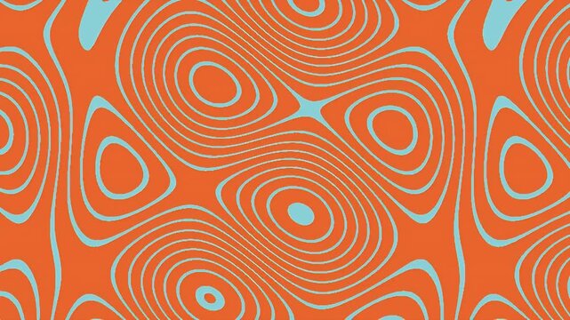 Abstract orange and blue concentric pattern with organic shapes