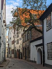 Fototapeta premium Old medieval Alksnaja street in Riga Latvia