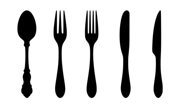 Vintage Cutlery Silhouette Vector Set Isolated
