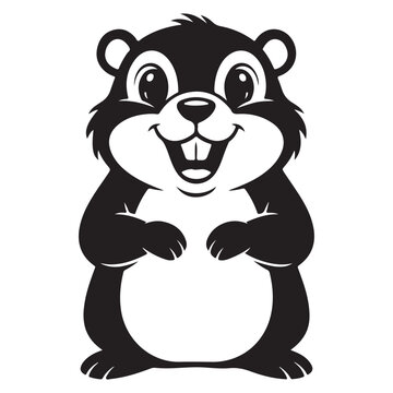 Smiling groundhog mascot vector illustration with large front teeth and friendly expression for wildlife branding and Groundhog Day