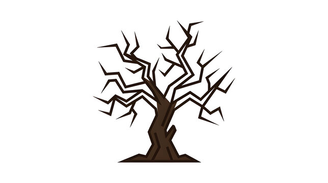Spooky dead tree silhouette with jagged branches Halloween vector illustration