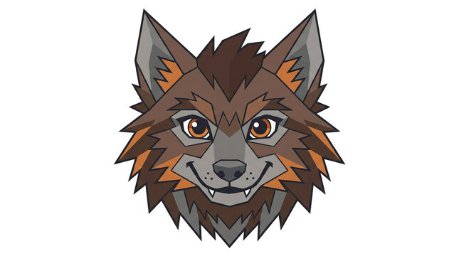 Friendly werewolf head icon cartoon wolf mascot Halloween vector illustration