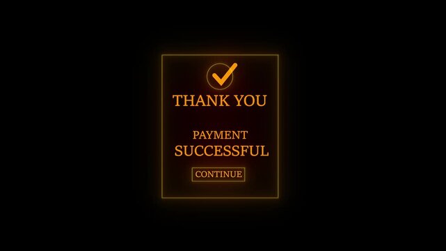 Digital payment concept online banking, finance, and money transfer concept. glowing neon payment successfully send animation.