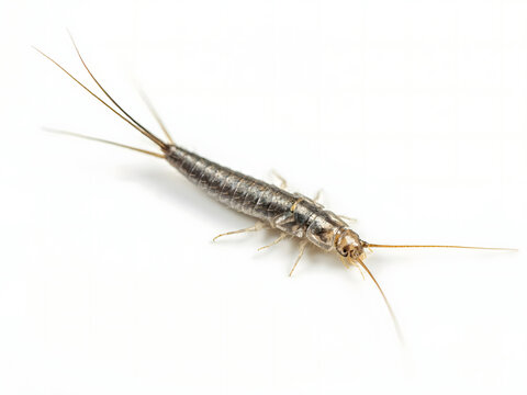 Silverfish insect isolated on white background