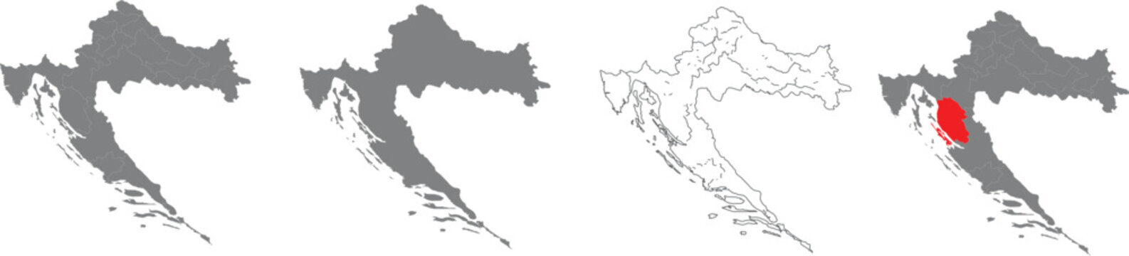 Set of croatia map illustrations and regional borders Vector