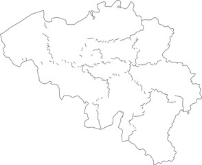 Fototapeta premium Simple line art map of belgium showing internal regional borders illustration