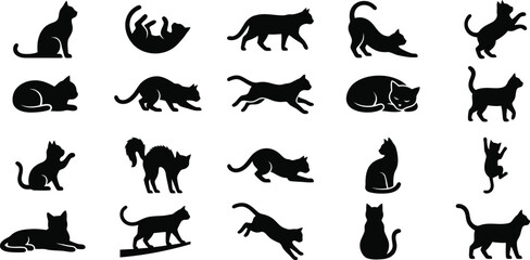 Obraz premium Halloween black cat silhouettes oct 31 decorations spooky design elements