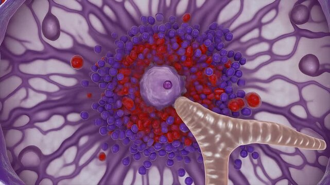 Pancreatic Acinar Cell CGI Showing Apical Zymogen Granule Accumulation for Medical Education Presentation