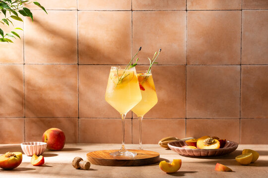 Peach lavender sparkling wine Cocktail