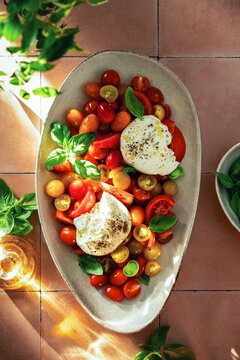 Caprese salad with burrata cheese