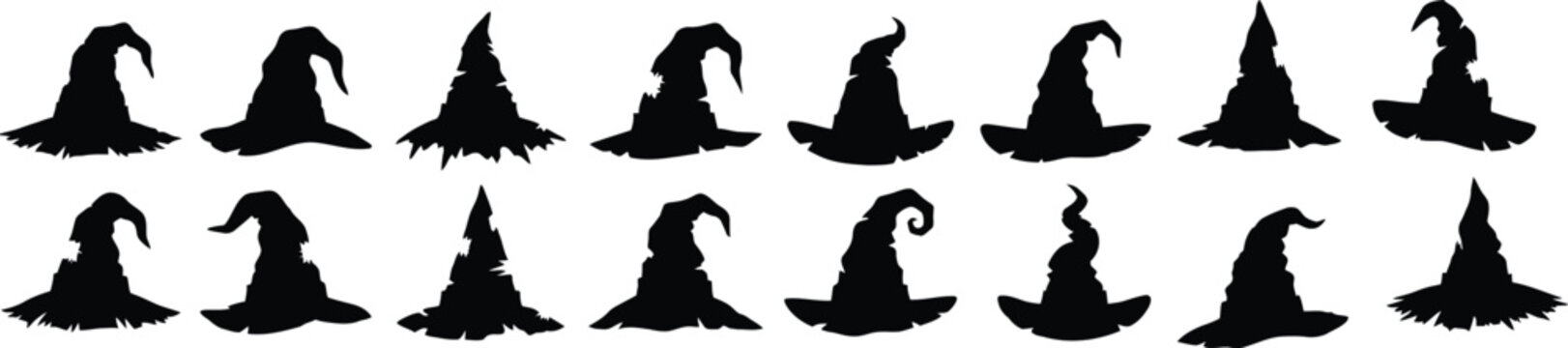 Halloween witch hats silhouettes for oct 31 decorations and costumes
