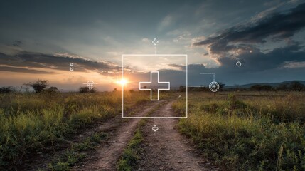 Obraz premium A clean rural landscape has a dramatic sunrise and hints at health risks, emphasizing the need for awareness in environmental health.