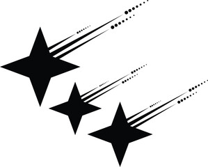 Shooting Stars Vector Graphic - Black Comet and Meteor Icon Silhouette on isolated background © Farzana